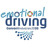 Logo Emotional Driving. Letras y puntos dibujando el logo
